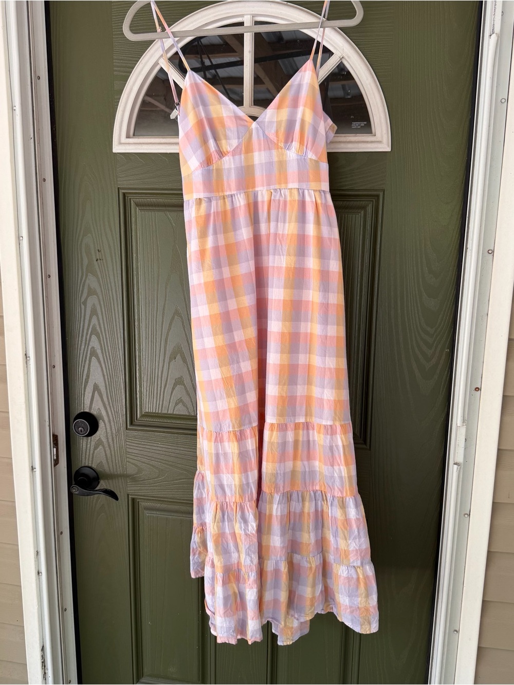 Women’s Pastel Plaid Maxi Dress - Pink & Peach